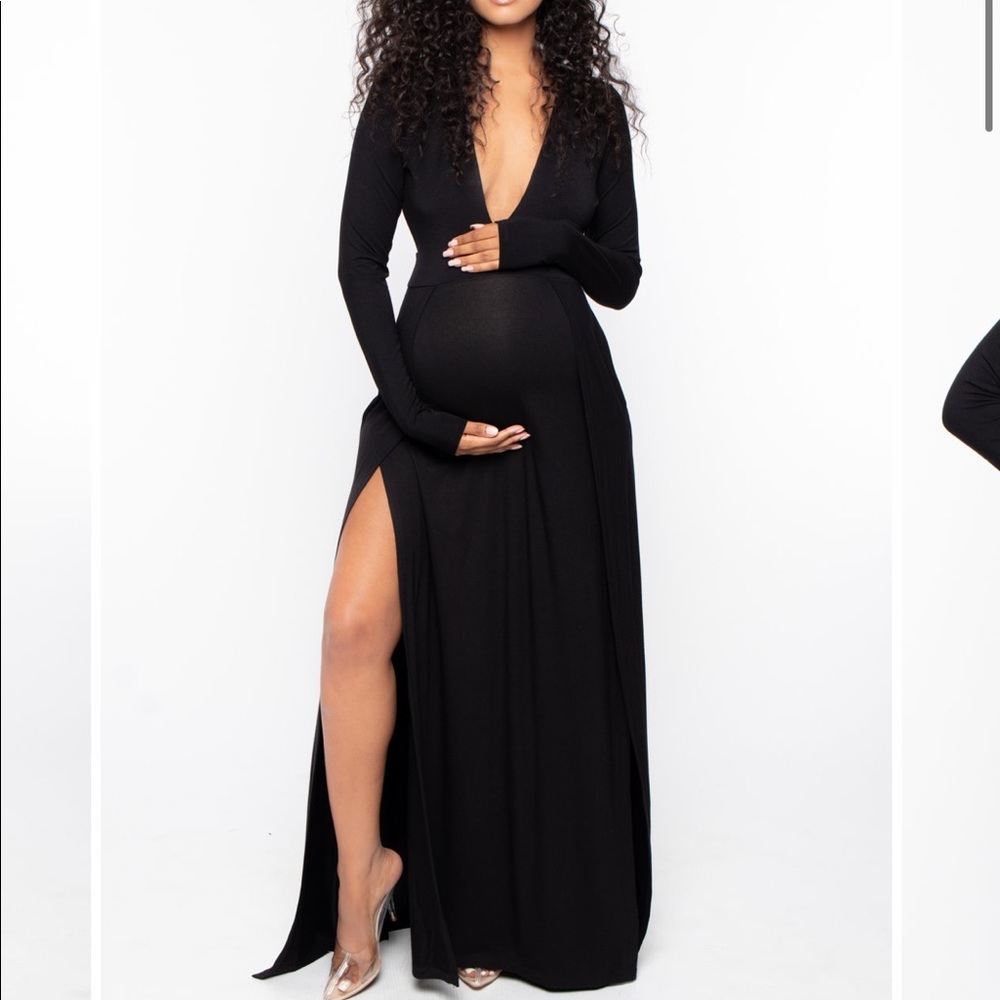 Maternity plunging maxi dress - Black- size M